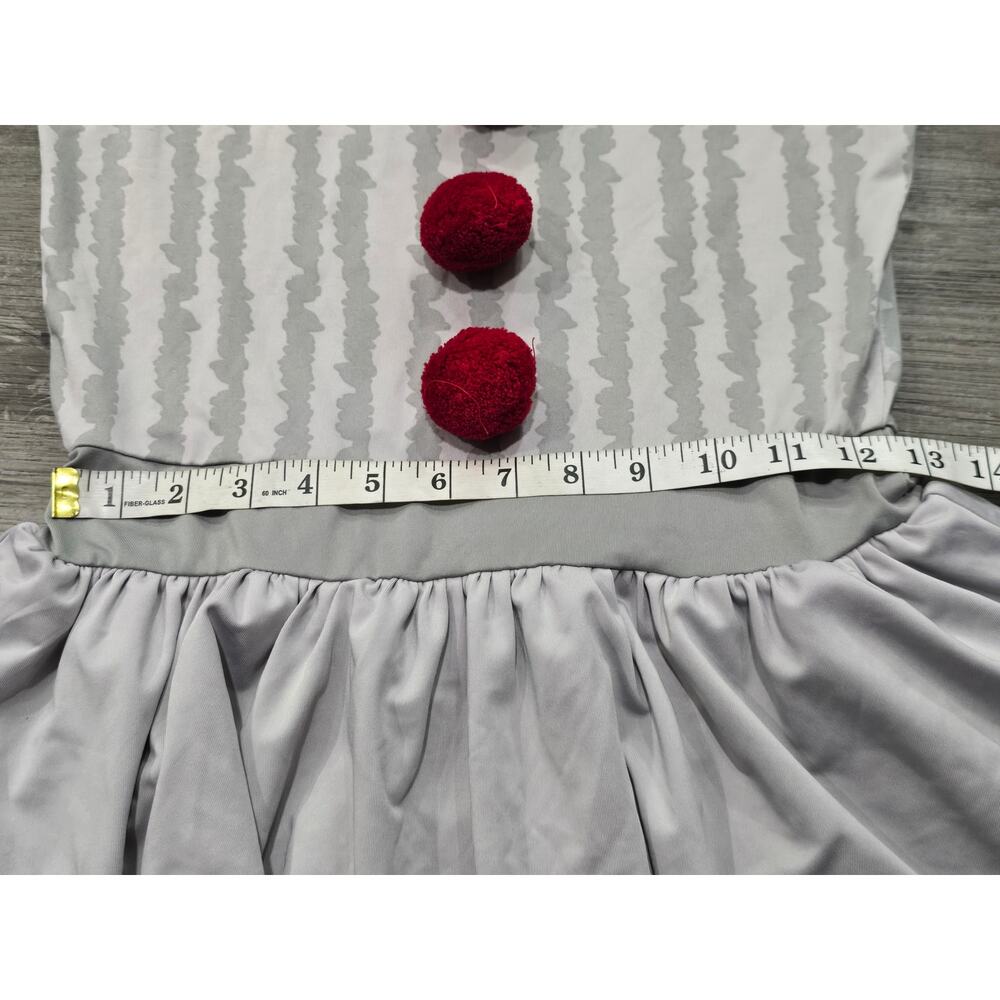 IT Pennywise Clown Dress Women's Costume Gray Red Pom-Pom Halloween Cosplay - Picture 5 of 7